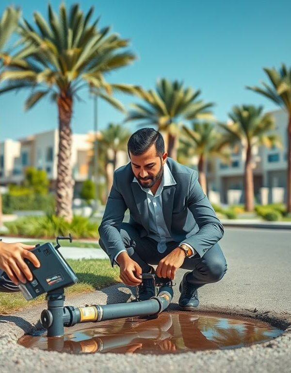 كشف تسربات المياه بمدينة محمد بن زايد