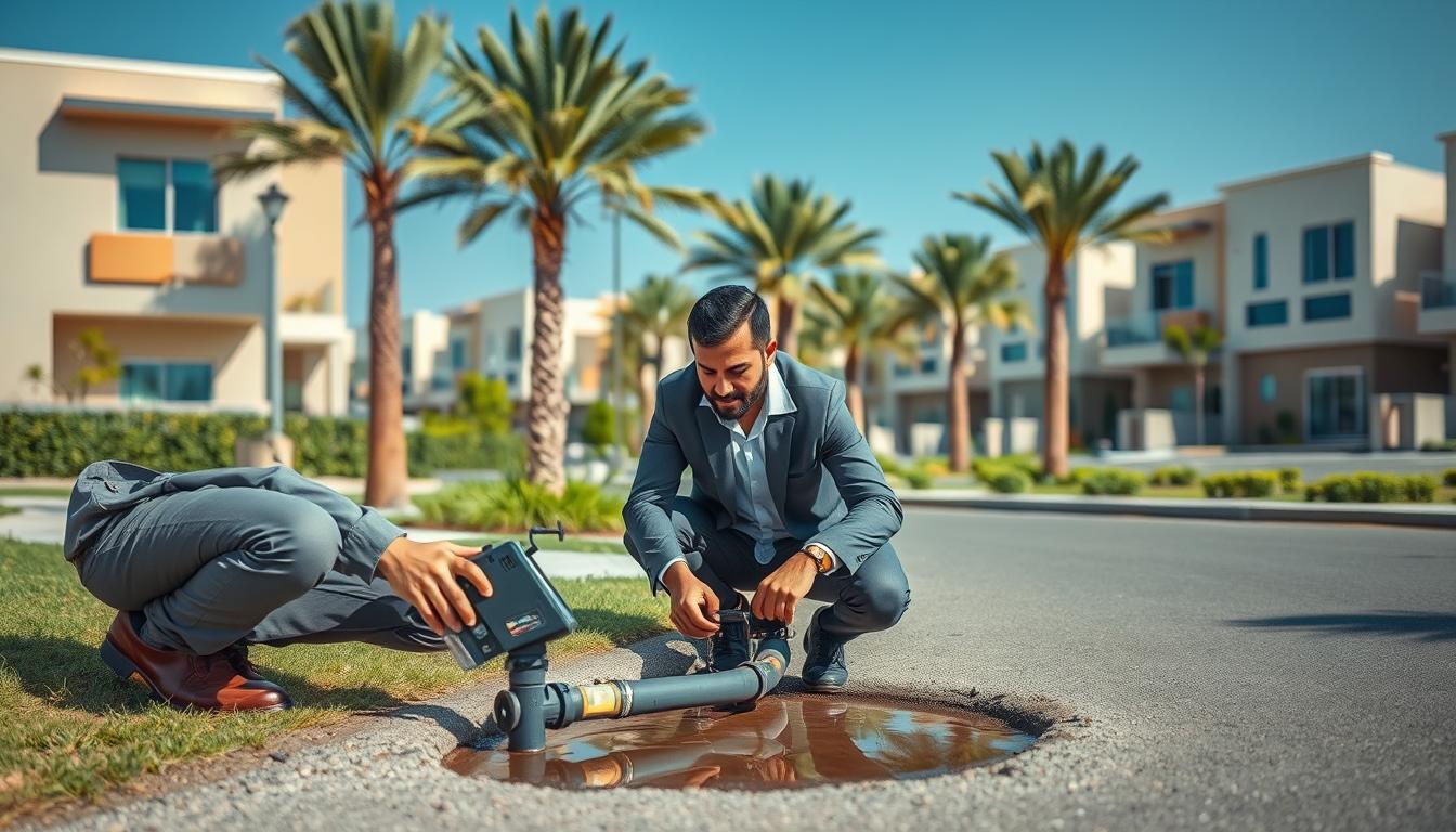 كشف تسربات المياه بمدينة محمد بن زايد